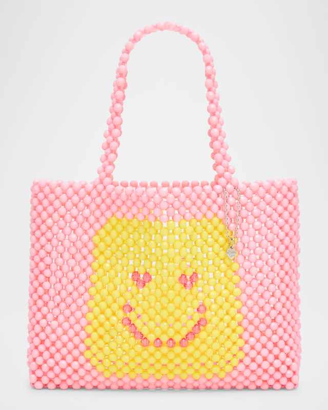 Kid's Beaded Smiley Mini Tote Bag